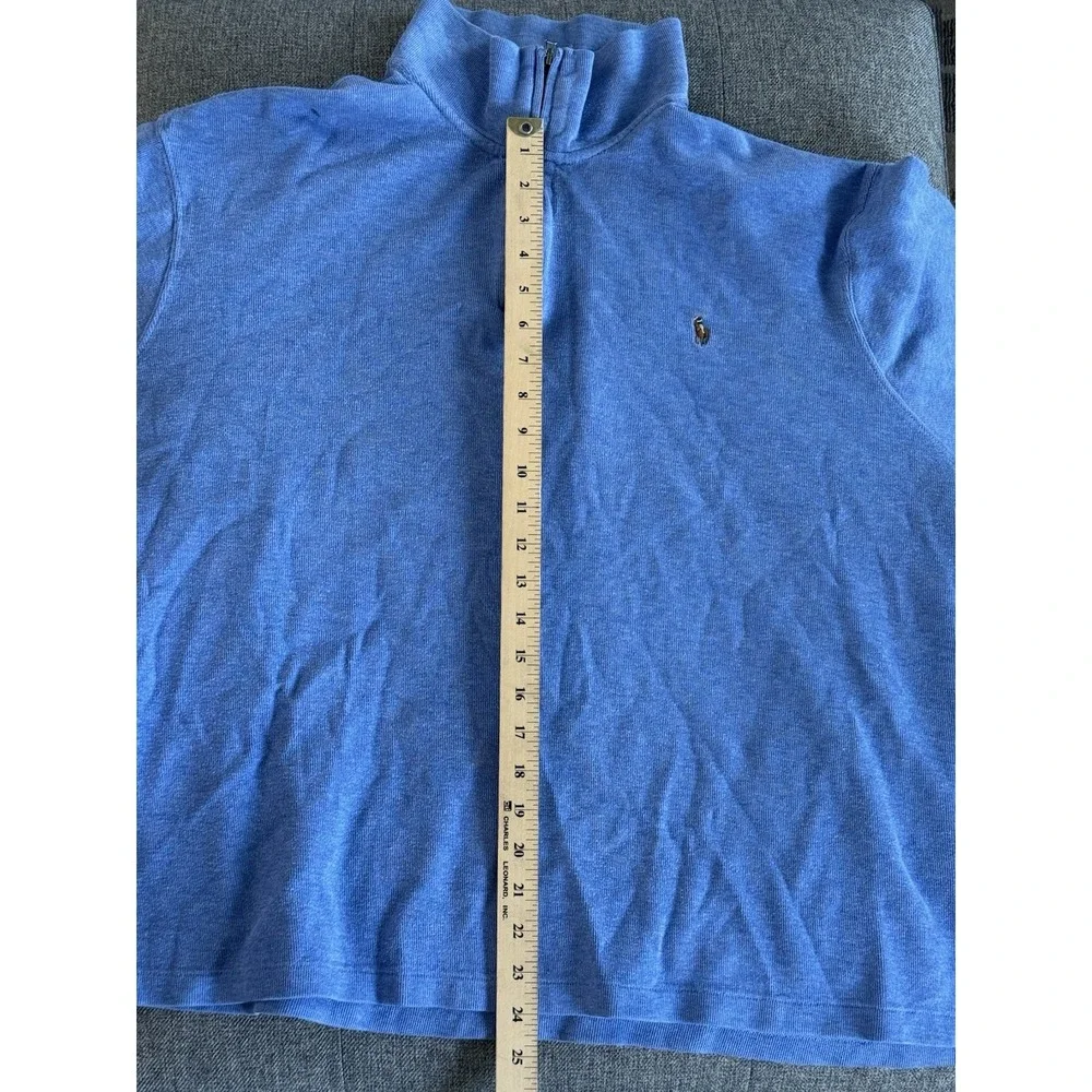 POLO Ralph‎ Lauren Estate Rib 1/4 Zip Pullover Mens L Blue Pony Sweater